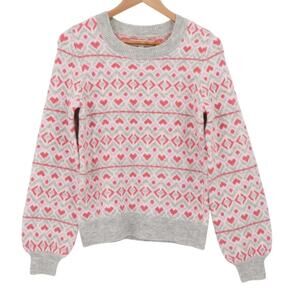 NWT LOFT Heart Love Sweater Women’s Nordic Fair Isle Chunky Winter Cozy Size‎ XS